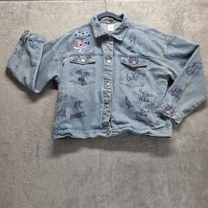 Disney Stitch 626 Jacket Womens XL Blue Long‎ Sleeve Button Up Denim